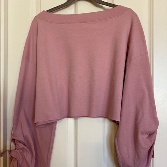 Free People  Holala Statement Sleeve  Crop Sweatshirt  Rose  XS - Picture 3 of 13